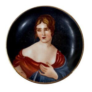 Richard Ginori Italian Hand-Painted Paolina Bonaparte Portrait Plate Mini 4" Vtg